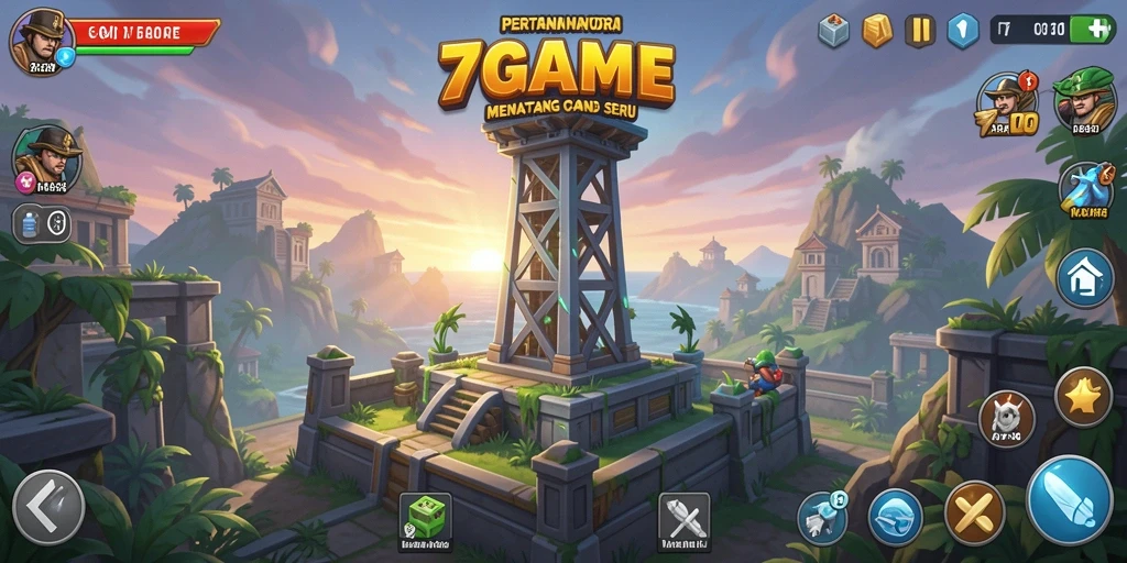 Tampilan gameplay seru dari 7GAME di arena pertahanan.