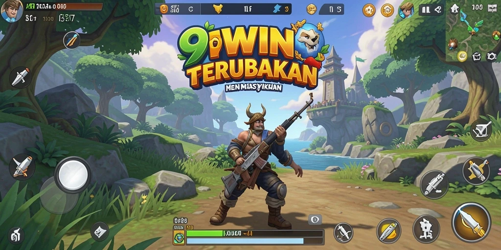 Tampilan gameplay 9WIN yang menampilkan petualangan di dunia terbuka.