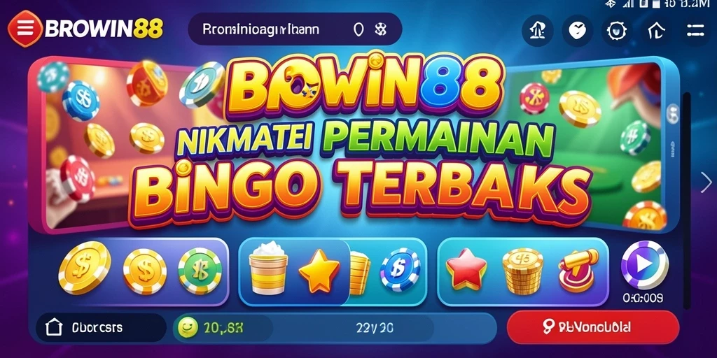 Screenshot BROWIN88 menunjukkan gameplay seru Bingo yang penuh warna.