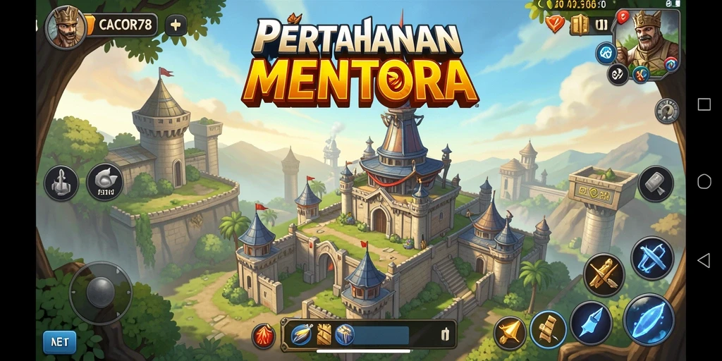 Tampilan menara dan musuh saat gameplay intens di CACOR78.