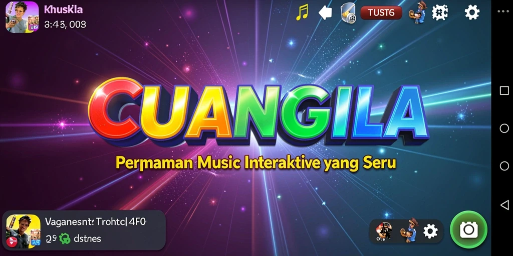 Screenshot gameplay CUANGILA menunjukkan interaksi pengguna dengan musik yang seru.