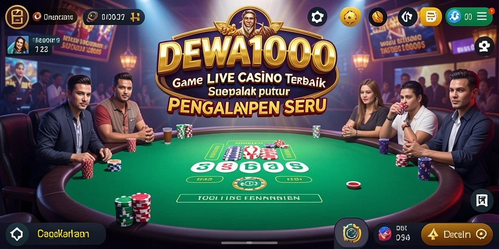 Tampilan seru gameplay Live Casino DEWA1000 di layar utama.