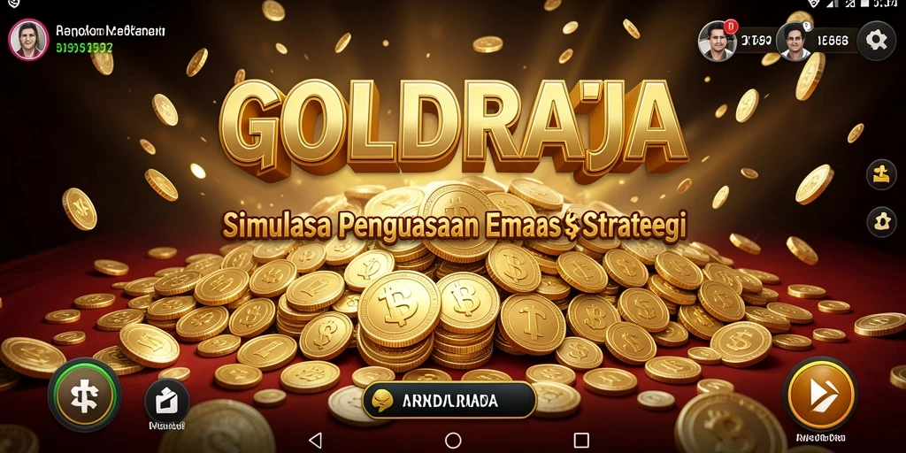 Tangkapan layar gameplay <strong>GOLDRAJA</strong> menunjukkan aksi penambangan emas yang intens.