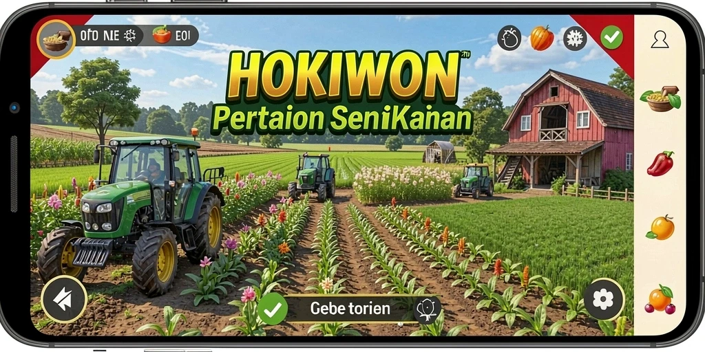 Gameplay HOKIWON yang menarik dengan aktivitas bertani.