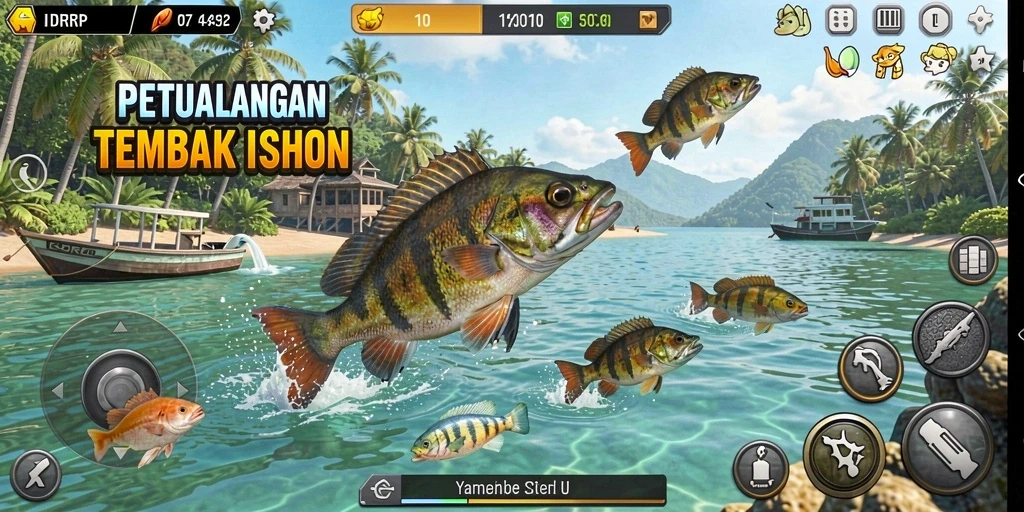 Tampilan menarik dari gameplay Tembak Ikan IDRRP dengan berbagai jenis ikan.