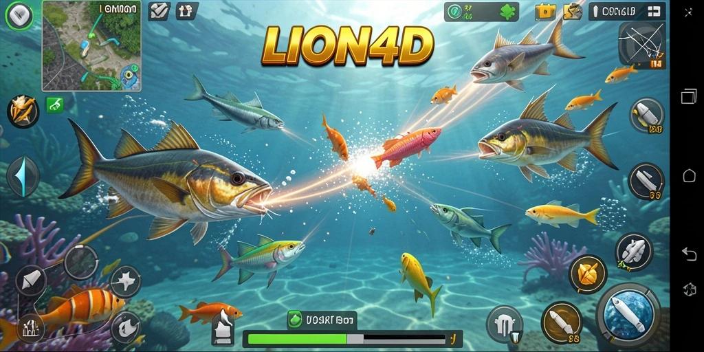 Screenshot gameplay LION4D menampilkan aksi menembak ikan yang seru.