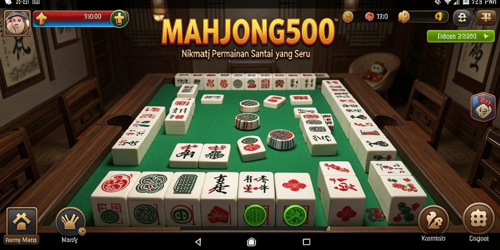 Screenshot gameplay MAHJONG500 yang menarik dan penuh warna.