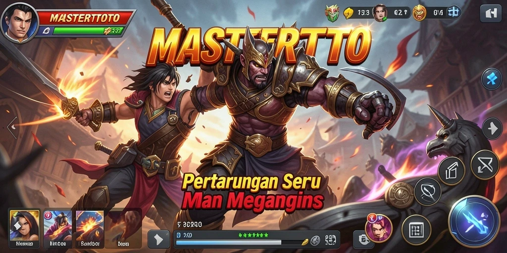 Gameplay pertarungan seru di MASTERTOTO saat karakter bertarung.