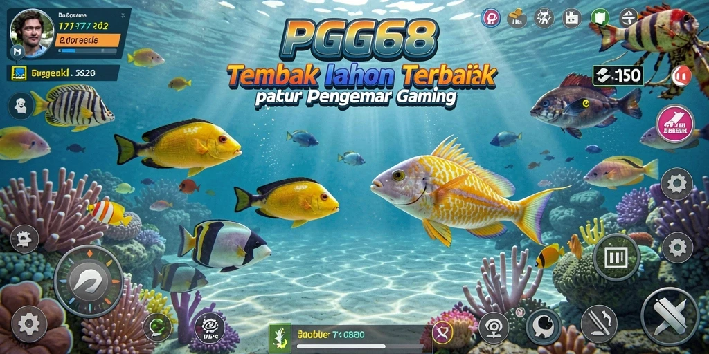 Tampilan gameplay PGG68 yang menarik dengan aksi Tembak Ikan yang seru.