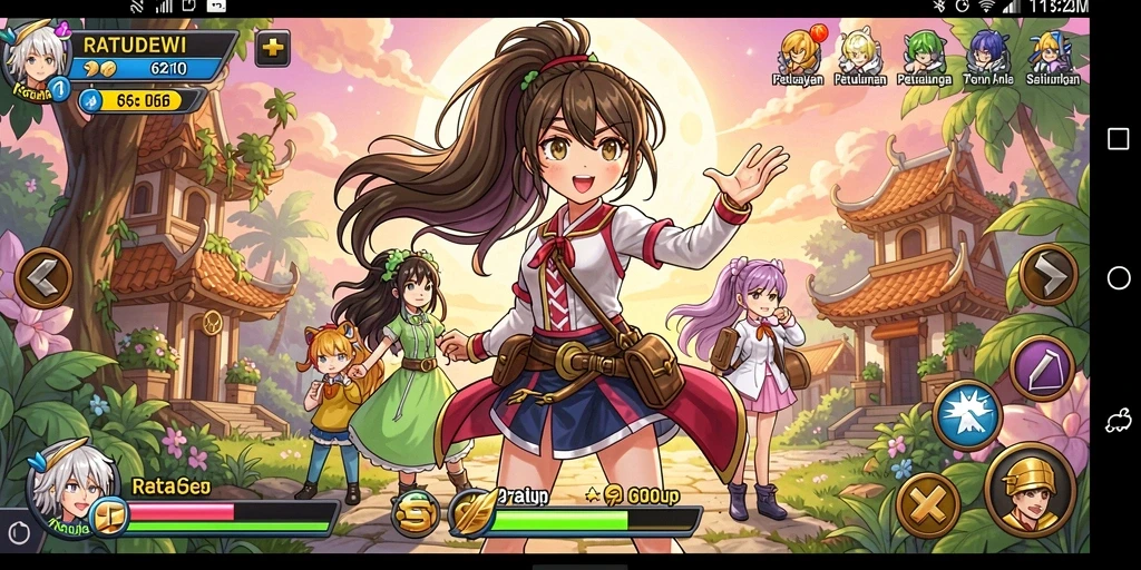 Tampilan gameplay menarik dari RATUDEWI yang penuh aksi dan warna.