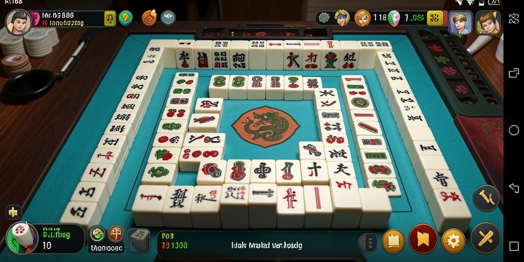 Tampilan utama gameplay RI188 yang menampilkan ubin Mahjong yang berwarna-warni.