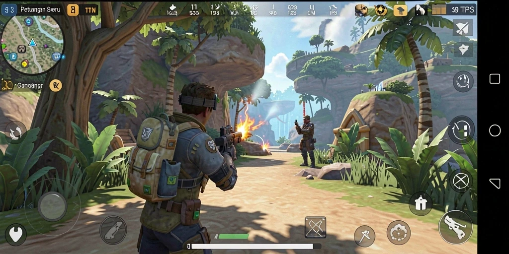 Gameplay S13 yang mendebarkan dengan aksi tembak-menembak.