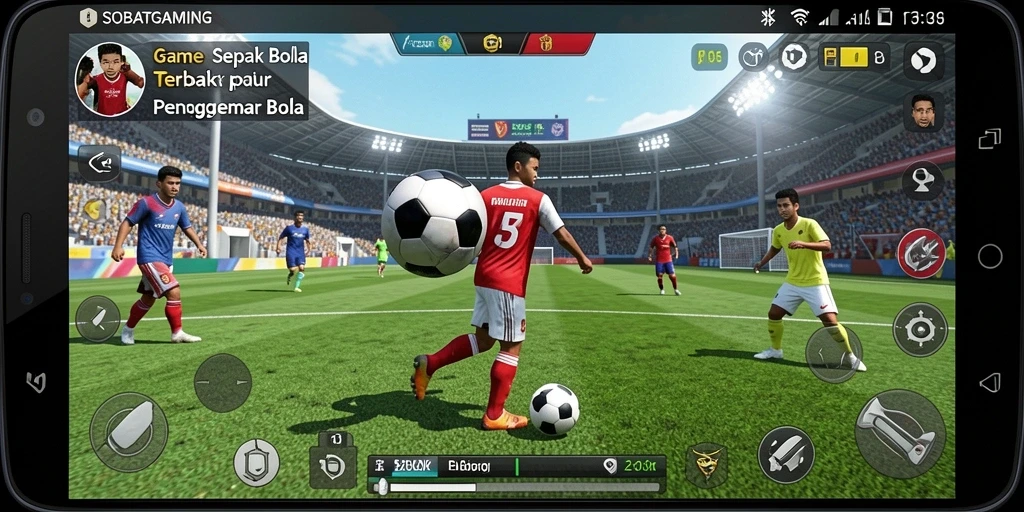 Tangkapan layar bermain game sepak bola yang mendebarkan.