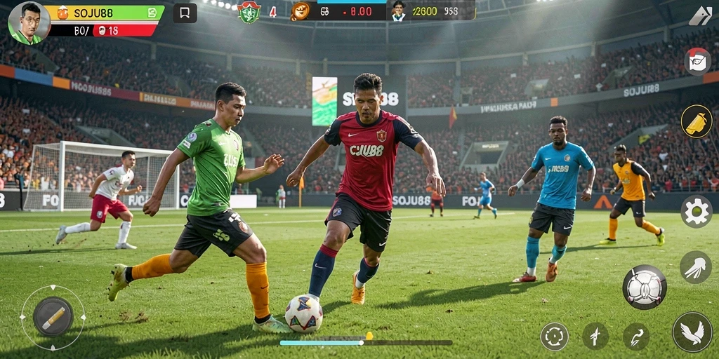 Tampilan seru dari gameplay olahraga di SOJU88.