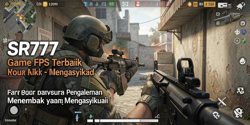 Tangkapan layar gameplay SR777 menampilkan serangan seru dalam pertempuran FPS.