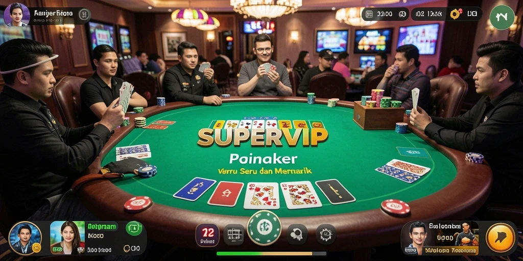 Screenshot gameplay SUPERVIP yang menampilkan suasana permainan poker.
