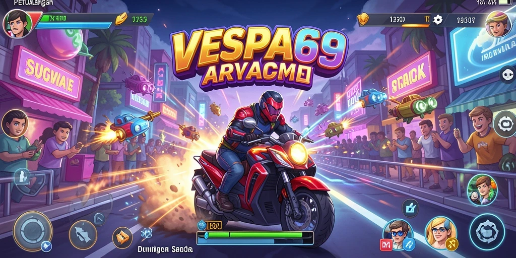 Tangkapan layar VESPA69 menampilkan aksi seru dalam gameplay Arcade.
