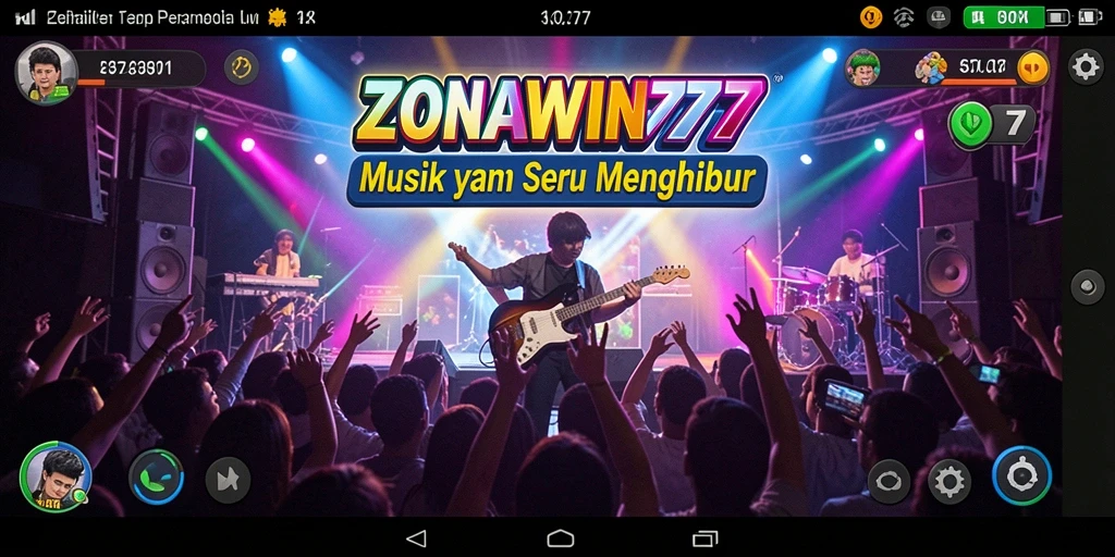 Screenshot gameplay ZONAWIN777 yang menunjukkan momen bermain musik.